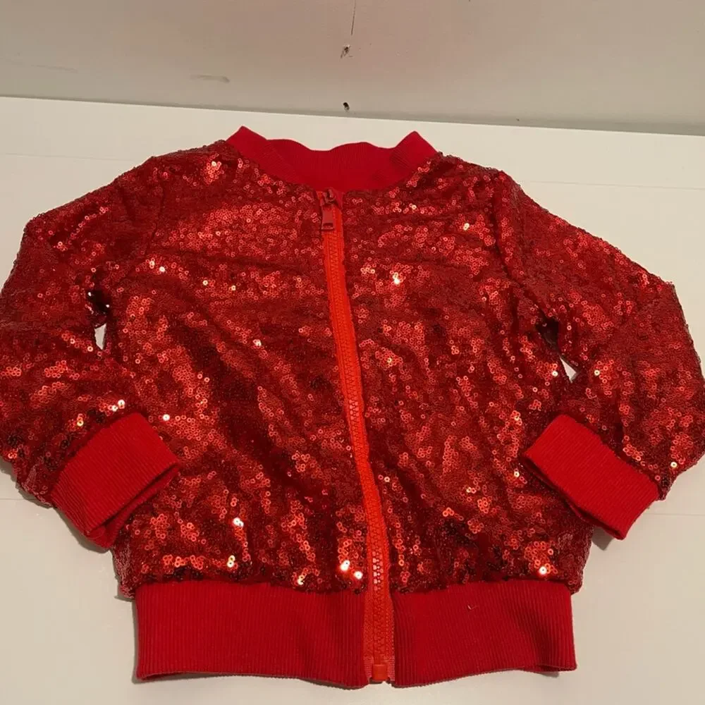 ANATA Girl Unicorn Sequin Jacket Girl's Large Bomber Jacket Zipper Coat Outwear
